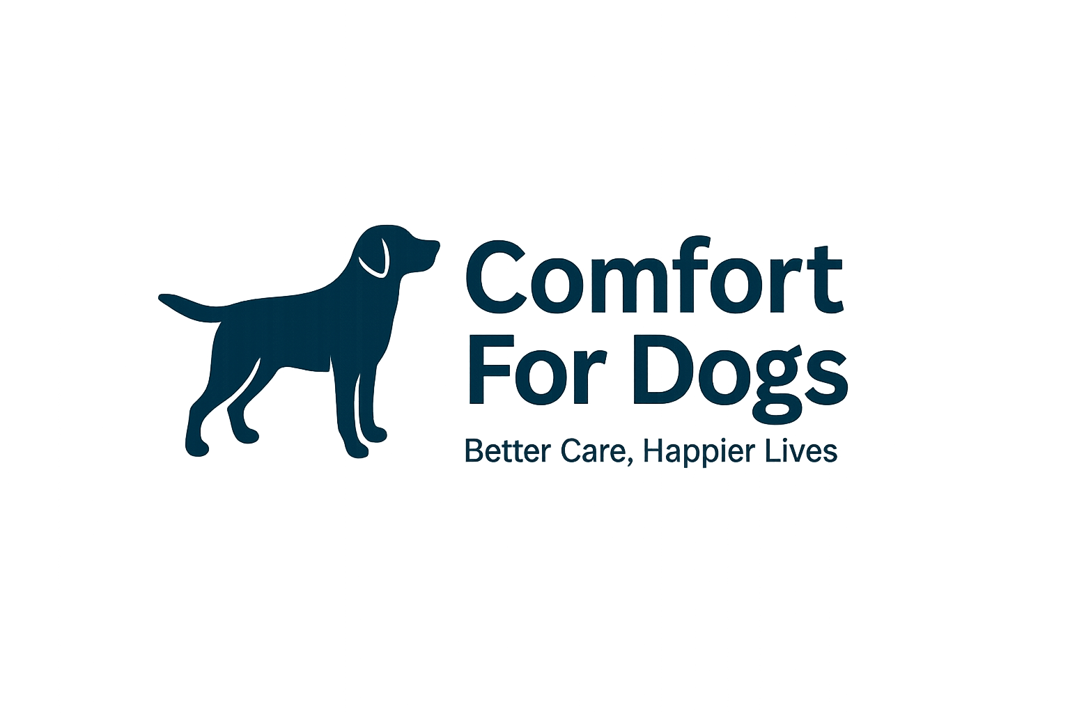 Comfort For Dogs logo with Labrador silhouette and tagline "Better Care, Happier Lives"